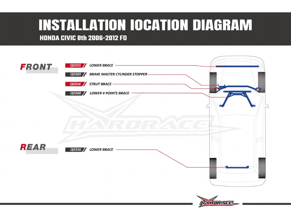 Hardrace Front Lower Brace - 1pcs/set