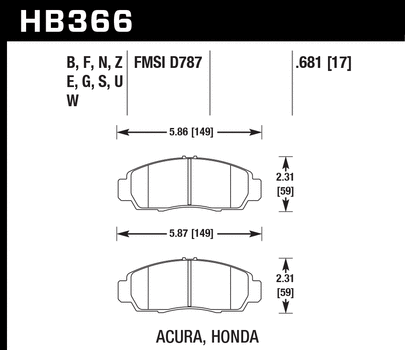 Acura TSX 04-08 Front Hawk DTC-60
